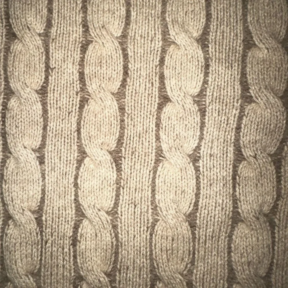 Light Tan Cable Knit Crewneck Sweater